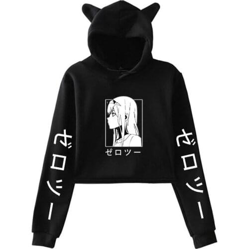 DARLING In The FRANXX Sweatshirt Hoodie for Girls Cat Ear Top Women Hoodies 90s Teenager Kawaii Casual Long Sleeve Pullover Tops