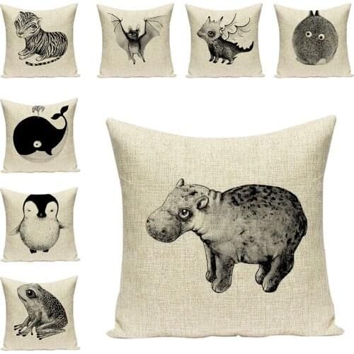 Black and white Animals Sofa Decorative Cushions Art Pillowcases Cute Pillow for Chair Bed Cushion Seat Accessories Home Decor