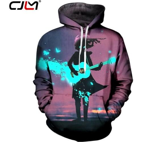 CJLM Anime Hoodies 2018 Harajuku Print Playing Guitar 3D Sweatshirt Hoodie Male Casual O-neck Hip Hop Streetwear Pullover Sweats