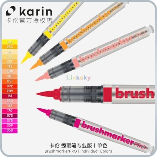 Karin Brushmarker PRO Individual Warm Colors,great for Lettering,doodling or Creating Watercolour Effects,Writing Journal