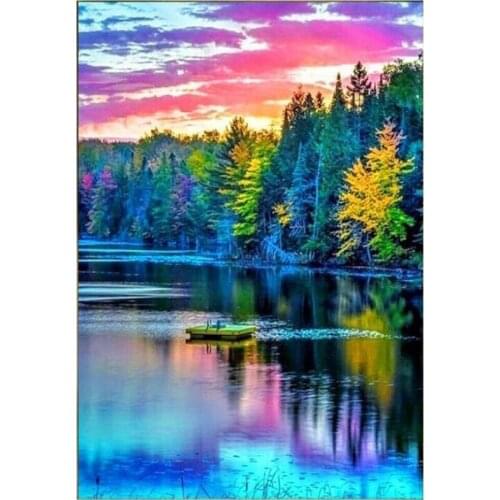 Kexinzu Full Square/Round 5D Diy Diamond Painting Cross Stitch "Scenery Lake" Diamond 3D Embroidery Mosaic Home Crafts 3