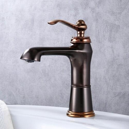 Classic Faucet Basin Faucet Bathroom Sink Faucet Brass BlacK Faucets for Hotel Sink Taps Sitting Hot Cold Water Mixer Water Tap