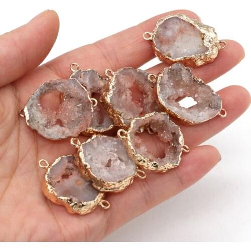 Natural White Crystal Quartzs Connector Pendants Necklace Bracelet Accessories Charm Women Jewelry Gift Making