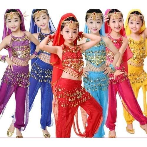 Belly Dance Costumes Girls Oriental Costumes For Kids Belly Dance Pants Xinjiang Indian Dance Wear Belly Dancing Clothing DN1114