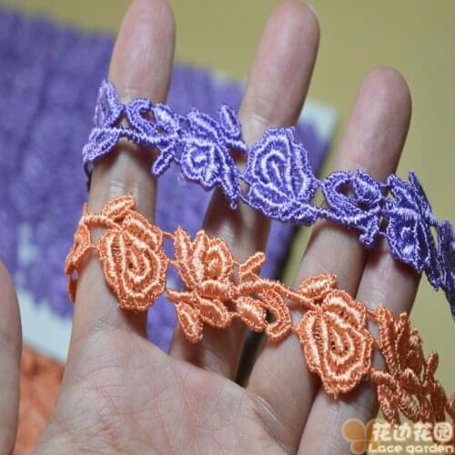 15Yards 2.1cm Width High Quality Purple,Orange Flower Leaf Gradient, Braided Trim Guipure Laces Sewing Trimmings For Clothing