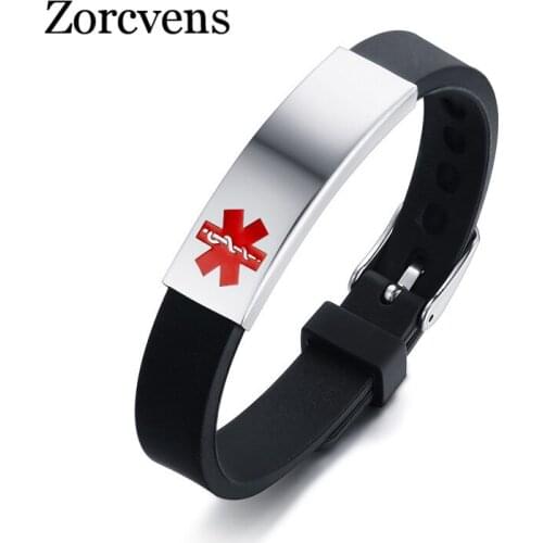Modyle Medical Alert ID Bracelet For Kids Men Women Personalized Diabete ICE Silicone WristBand Custom Engraved Bracelet