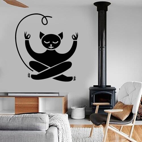 Meditation Cat Vinyl Wall Decal Yoga Sticker Bedroom Home Decor Animal Pet Zen Wall Stickers Sport Decals Mural Modern Z983