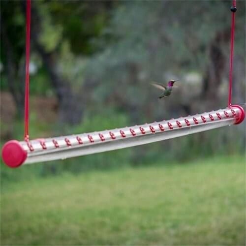 Cute Bird Feeder Creative Delicate Plastic Long Tube Humming Bird Food Feeder For Yard Transparent Long-handled Standing Feeder