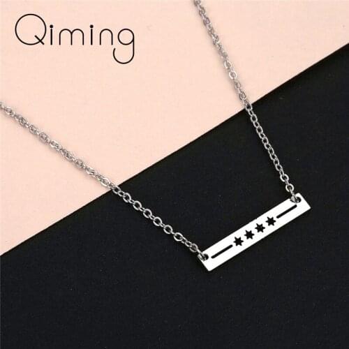 Fashion Chicago Necklaces For Women Chicago Flag Necklace Men Jewelry Dainty USA Necklace Birthday Party Gift