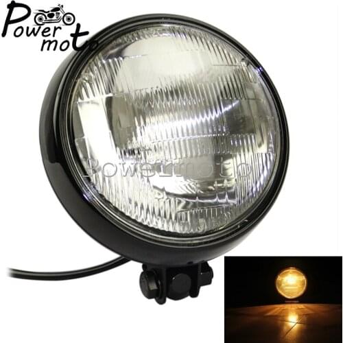 Motorcycle Black Clear Headlight High/Low Beam Retro Bates Style Headlamp Front Head Lamp For Harley Bobber Chopper Custom