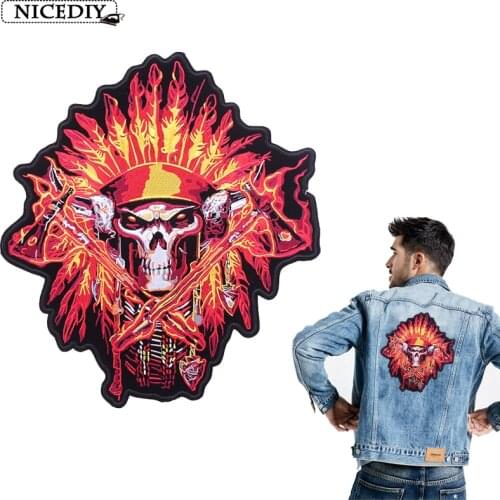 Nicediy Wing Accessory Iron On Patches Badges Eagle Punk Skull Sticker Patch For Clothing Large Embroidery Patches For Clothes