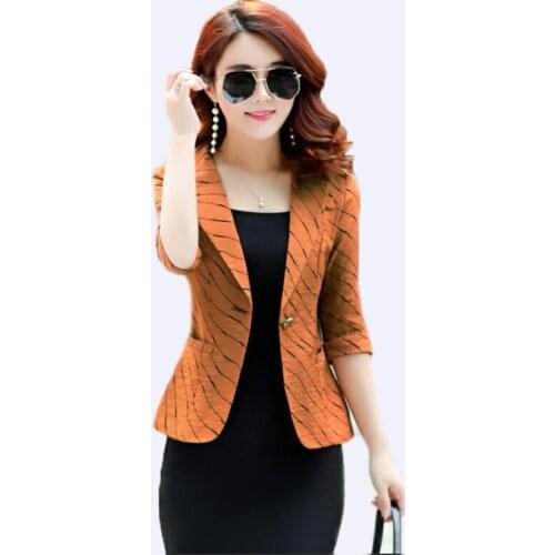 New 2020 spring stripe summer blazer women coat short slim Seven-quarter sleeve suits female outerwear fashion ladies blazers