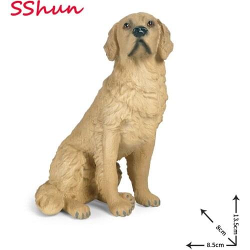 8.5*8*13.5cm new golden retriever pet dog simulation solid animal model childrens gift toy dog decoration ornaments