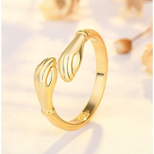 New Fashion Punk Human Arm Embrace Open Rings For Men Women Simple Style Golden/White Trendy Hip Hop Ring Accessories Best Gifts