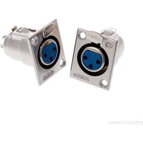 NEW 2 Pcs Nickel Plated 3 Pin XLR Female Receptacle Adapter Jack Panel Mount Speaker