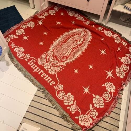 Sofa blanket bed cover blanket afternoon north european fashion shawl personality fashion knit big red decorative tapestry