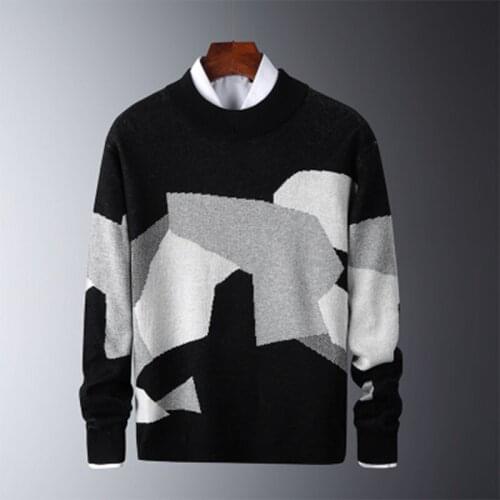 2020 Autumn and Winter New Mens Sweater Casual Patchwork Pullover Men Fashion Personality Warm O-Neck Pullovers Sweaters