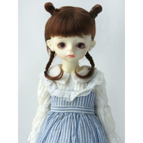 Doll Wigs JD545 Twin Cute Braids with Double Antenna Mohair BJD Hair 1/8 1/6 1/4 1/3 Doll Accessories