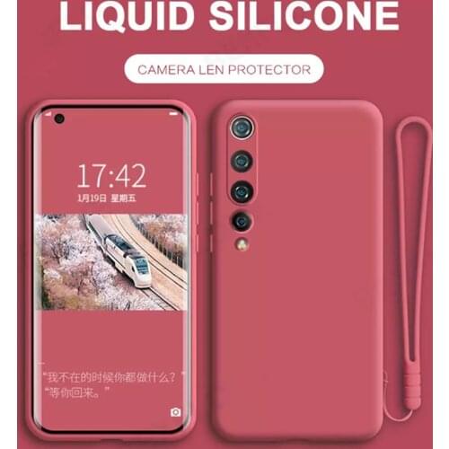 LOVECOM Liquid Silicon Phone Case For Xiaomi Redmi Note 9 Pro 8 Pro 8T Mi 10T Pro 11 Note 10 Lite POCO X3 NFC Soft Lanyard Cover