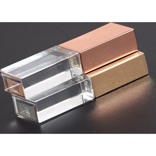 POWERONE Crystal usb sticks 3D print custom logo 4GB 16GGB 32GB 64GB usb flash pendrive transparent glass over 10pcs free logo