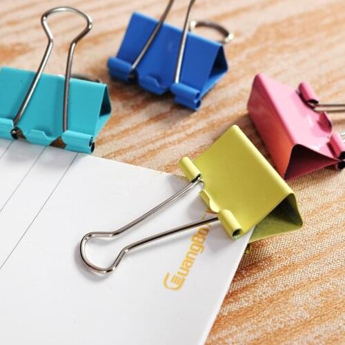 JESJELIU 5pcs Colorful Metal Binder Clips Paper Clip 25mm Office School Learning Stationery Supplies Color Random