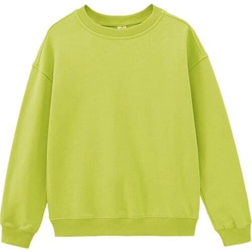 Female Jumpers Neck Tops Loose Clothes 2021 White Sweatshirts Woman Solid Color Pullovers