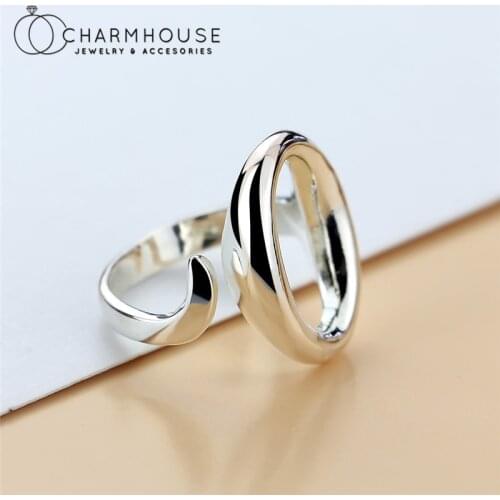 S925 Pure Silver Rings For Women O Shape Finger Ring Adjustable Bague Femme Anillo Anel Wedding Jewelry Accesories Party Gifts
