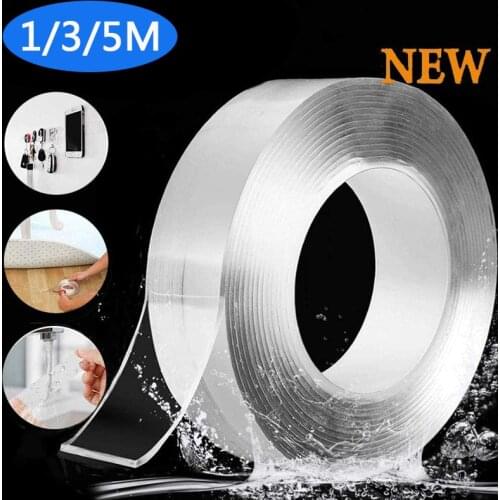 1M/3M/5M Nano Magic Tape Washable Reusable Double-Sided Tape Transparent Traceless Sticker Adhesive Tape Removable Disks Glue
