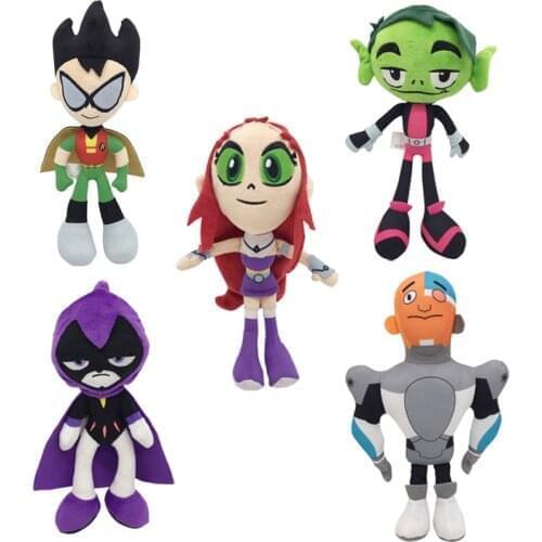 1pcs Movie 25cm Teen Titans Go Plush Toys Dolls Robin Cyborg Starfire Raven Beast Boy Soft Stuffed Plush Toys Kids for Gifts