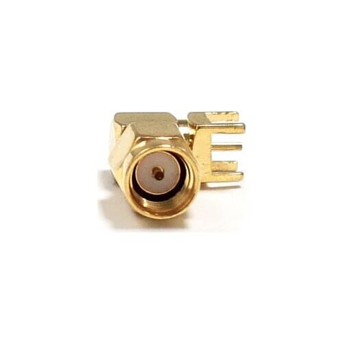 1pc SMA Male Plug RF Coax Connector PCB Mount Right Angle 90-degree goldplated Wholesale solder terminal
