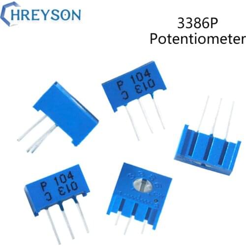 10Pcs 3386P Trimpot Trimmer Potentiometer 100R 500R 1K 2K 5K 10K 20K 100K 500K Ohm 3386P-1-103LF 202LF 104LF 102LF 101LF 3386
