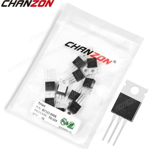 10Pcs BT137-600E TO-220 BT137 Triac SCR Transistor Bipolar Junction BJT Triode Tube Fets Thyristor 8A 600V Integrated Circuits