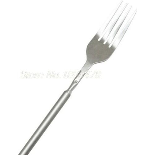 100PCS BBQ DIY Stainless Steel Telescopic Extendable Dinner Fruit Dessert Long Fork Novelty Cutlery Fast shipping for DHL TNT