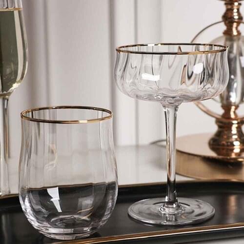 2PC/Set Transparent Corrugated Diamond Glass Hammer Goblet Set Champagne Sparkling Wine Container Holiday Gift Wine Glass Set