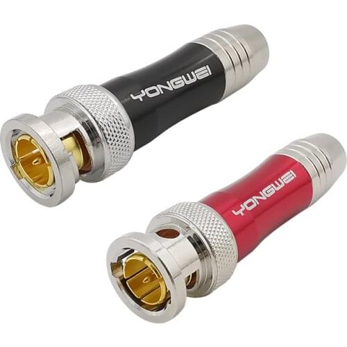 2Pcs BNC Male Plug Video Cable Connector Copper Core HD SDI 75-5 BNC Coaxial Connector Gold-Plated Soldering Head for Monitoring