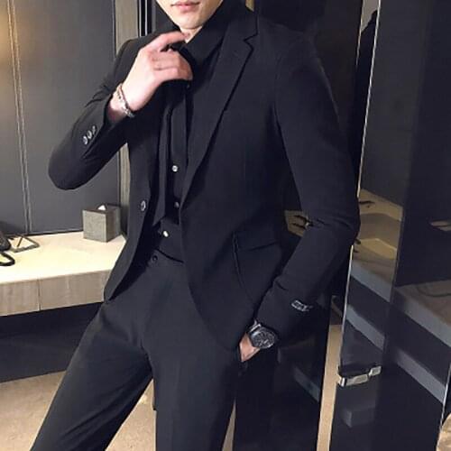 2020 men suit casual three-piece suit dress groom wedding groomsman group Slim Korean business suit Two Pieces(Jacket+Pant)