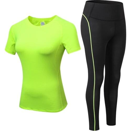 2021 Sports Running Gym Top +Leggings Set Women Fitness Suit Gym Trainning Set Clothing Workout Fitness Women Yoga Sets XXL