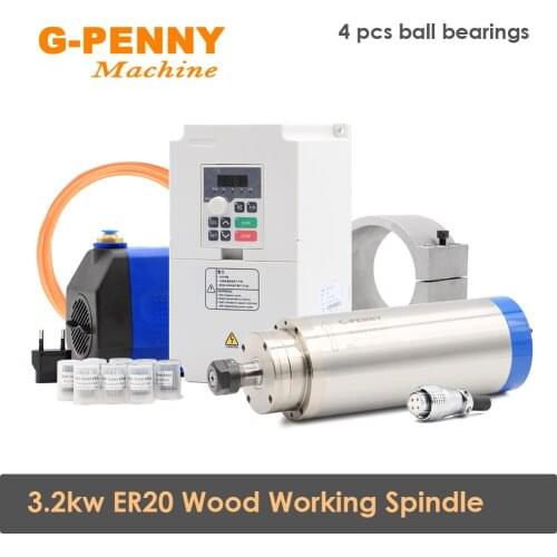 3.2kw ER20 Water cooled spindle Wood working spindle motor for CNC & 4.0KW QL Inverter & 75W Water pump 100mm Bracket Kit