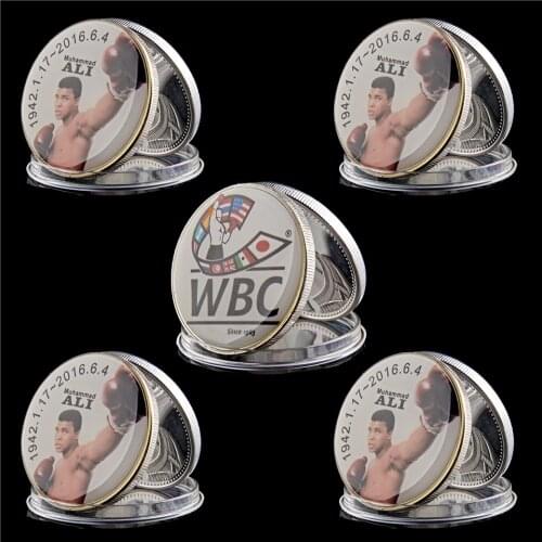 5Pcs/Lot 1942-2016 WBC Champion Boxer Muhammad Ali Sports Competition Silver Copper Coin Collection Value