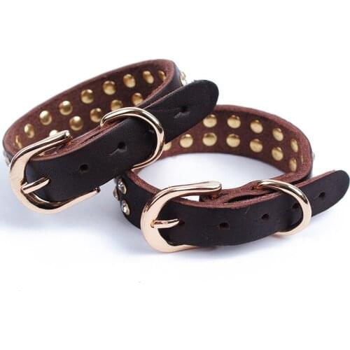 50Pcs/Lot Pet Supplies The New Pet Collars Wanda Set Diamond Colorful Skin Collars Yellow Leather Dog Collars