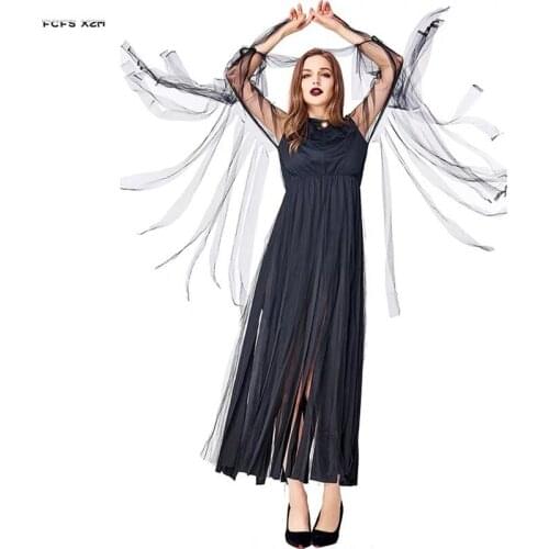 Black Women Witch Cosplay Female Halloween Sorceress Costumes Carnival Purim parade stage show Masquerade Role play party dress