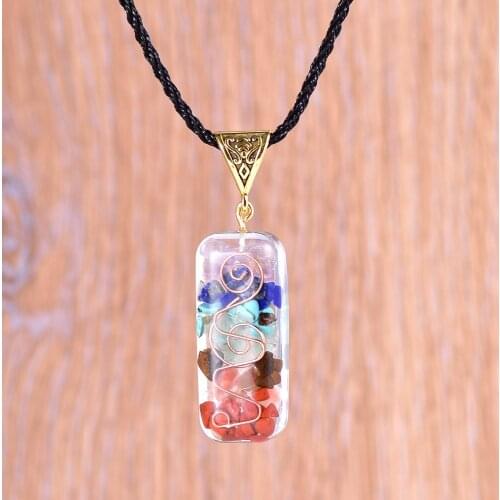Natural Stone Chips Reiki Healing Colorful Chakra Orgone Energy Pendant Amulet Orgonite Yoga Necklace Dropshipping