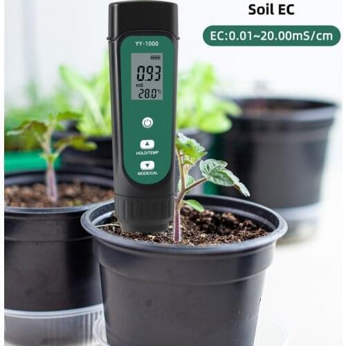 3-In-1 Digital Soil Tester LED Screen Soil EC / Humidity / Temperature Meter Plant Moisture Meter Hygrometer Household Gardening