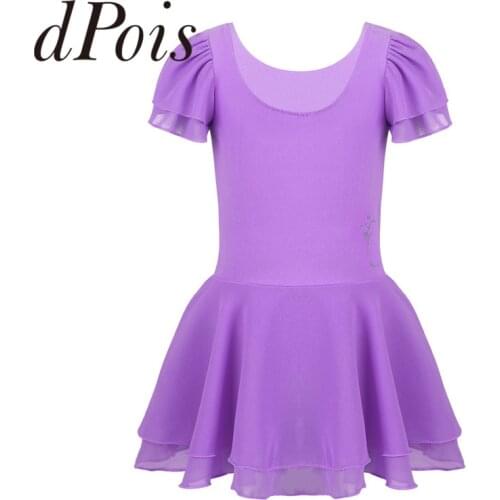 Kids Girls Ballet Gymnastics Leotard Dress Tutu Skirt Ballet Dress for Girls Dancewear Practice Clothes Childrens Dance Clothing
