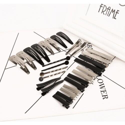Wholesale 20Pcs Metal Ornaments Duckbill Square Hairpin Fitting Child Hair Pins For Women Hair Accessories Findings