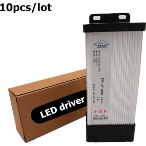DHL 10pcs/lot DC 12V 200W LED Outdoor Rainproof Power Supply LED Driver Lighting Transformers IP33 2 years warranty LED driver