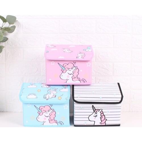 Cartoon Unicorn Home Foldable Storage Box Moving Organizing Box Clothing Cosmetics Toys Sundries Desk Organizer Storage Boxes