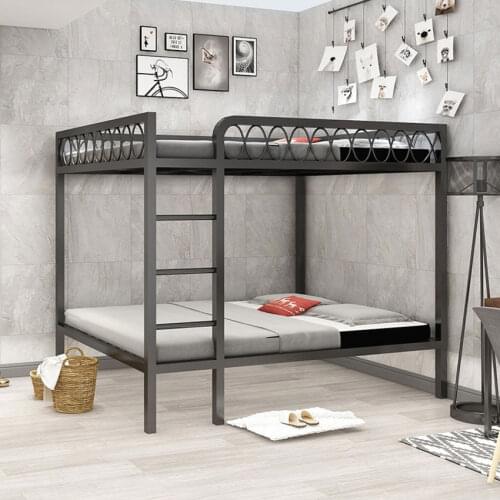 120/150CM Bunk Bed Double Dormitory Loft Adult Multifunctional Home Bedroom Teenage High Nap Bed Twin Bed Iron Frame with Ladder