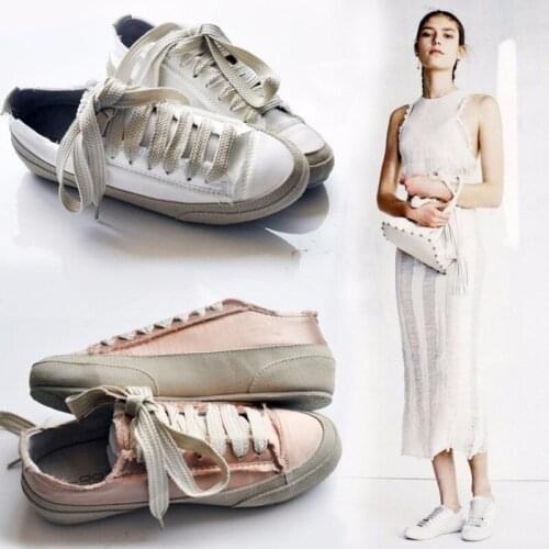 Women Dirty Shoes Woman Lace Up Sneakers Flat Creepers Silk Espadrilles White Female Platform Ladies Fashion Autumn Footwear