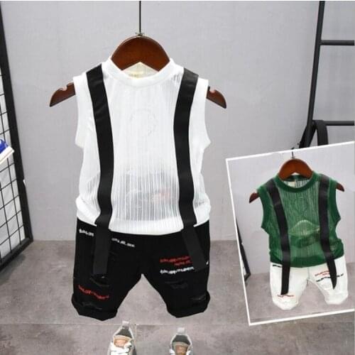 Summer Cute 2PCS Kids Baby Boys Sleeveless T-shirt Top Shorts Pants Set Clothes Children Clothing Sets 2-6years